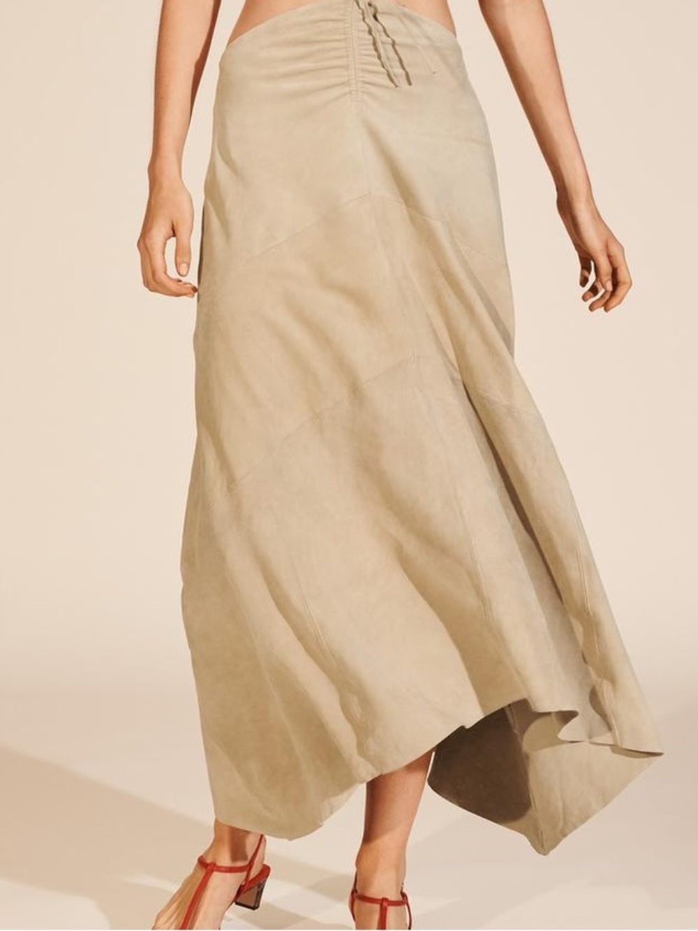 NWT ZARA 100% Goat Leather Suede Long Skirt Western Boho Sz M Limited Edition - Picture 4 of 15